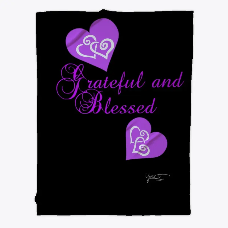 Grateful and Blessed Purple Blanket 